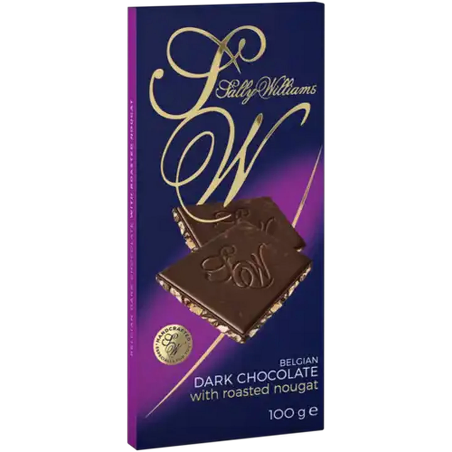 Image of Sally Williams Belgian Dark Chocolate Slab with Roasted Nougat 100g