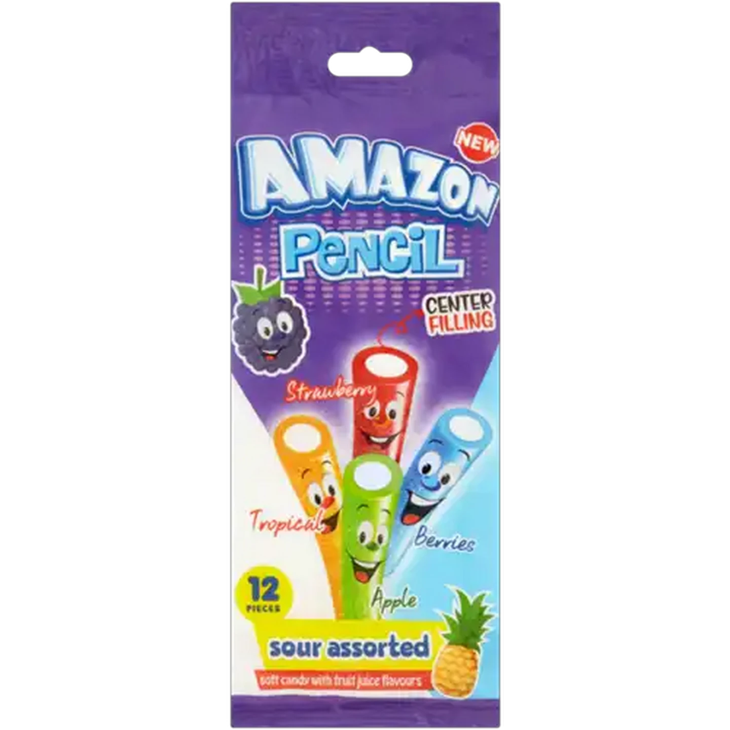 Image of Amazon Monsta Assorted Pencil Sour Candy 12 Pack