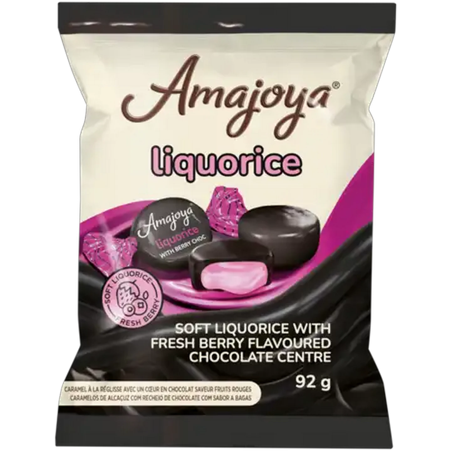 Image of Amajoya Soft Liquorice with Fresh Berry Flavoured Chocolate Centre 92g