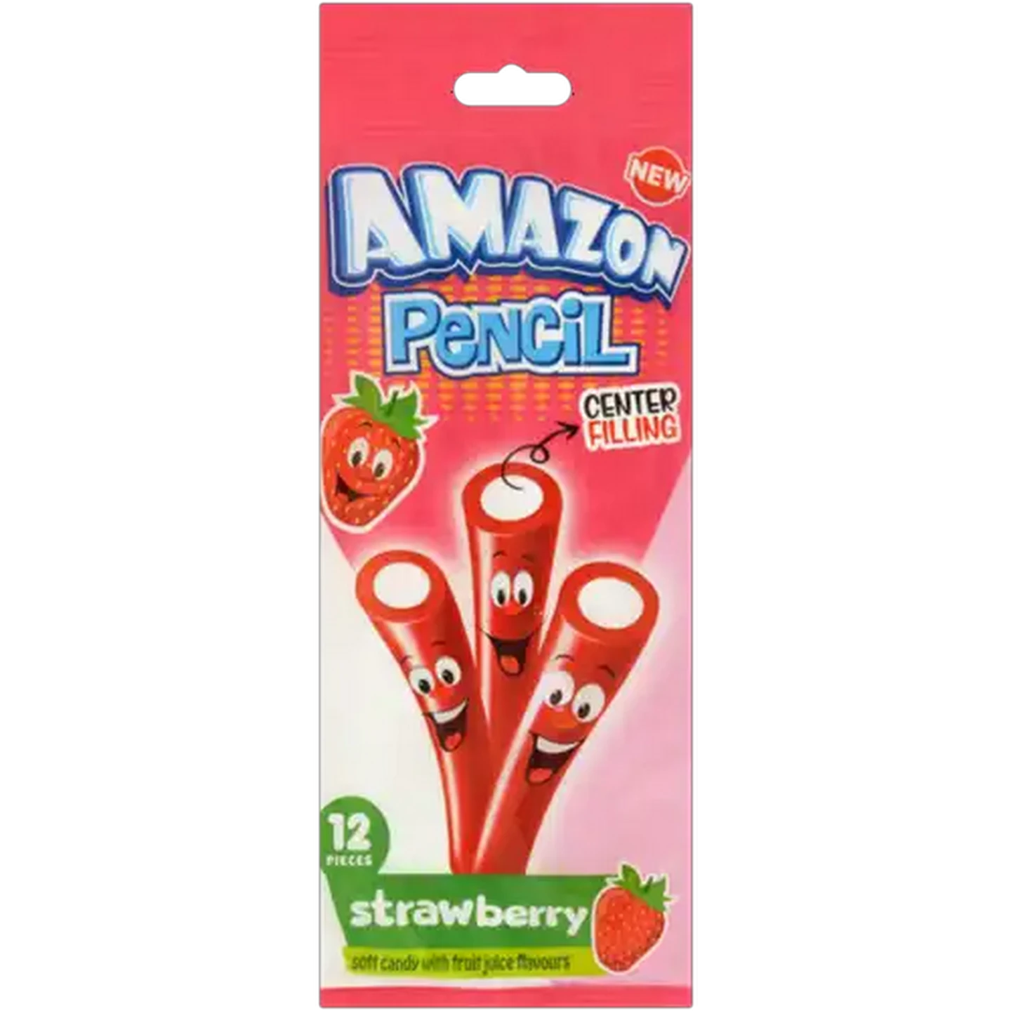Image of Amazon Monsta Strawberry Pencil Candy 12 Pack