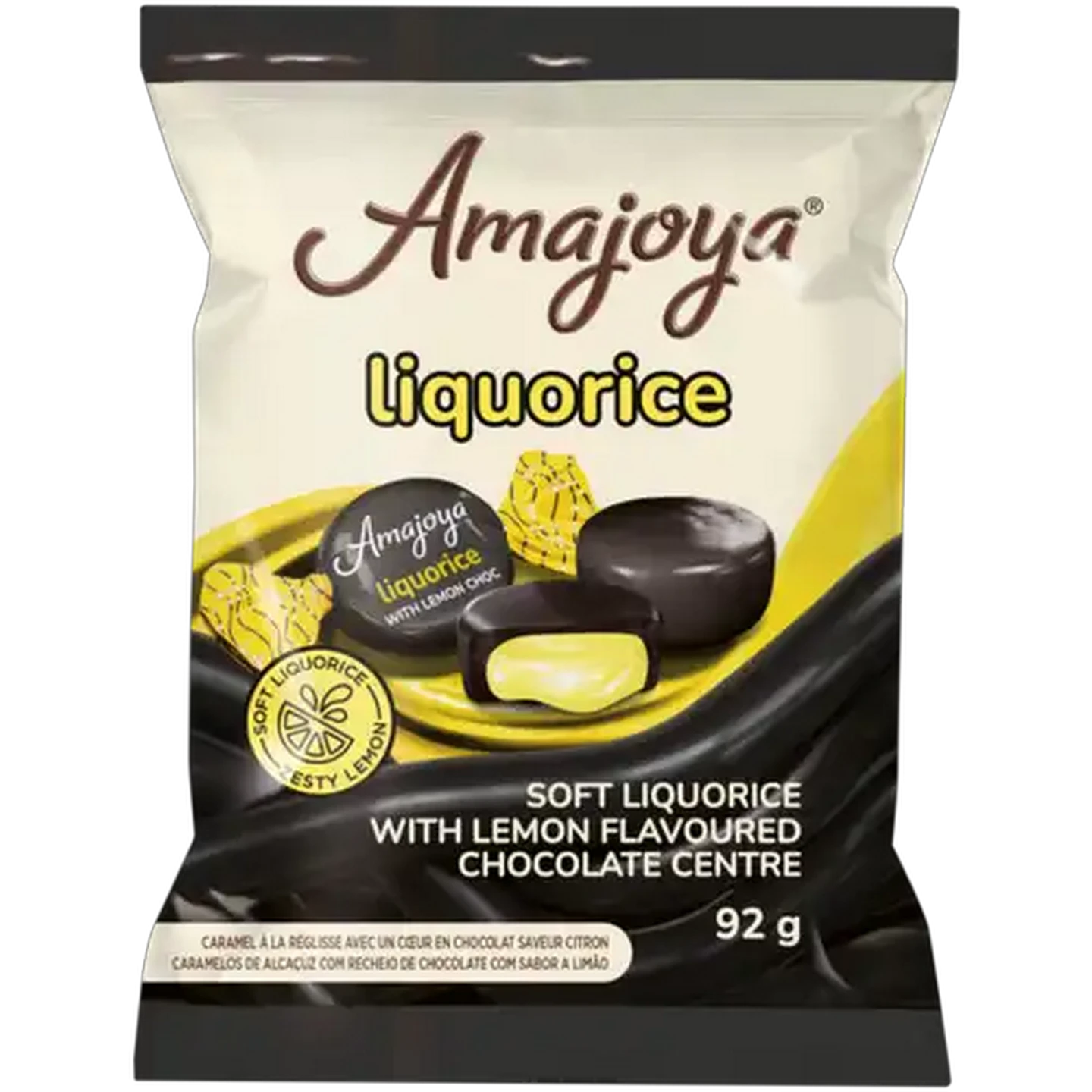 Image of Amajoya Soft Liquorice with Lemon Flavoured Chocolate Centre 92g