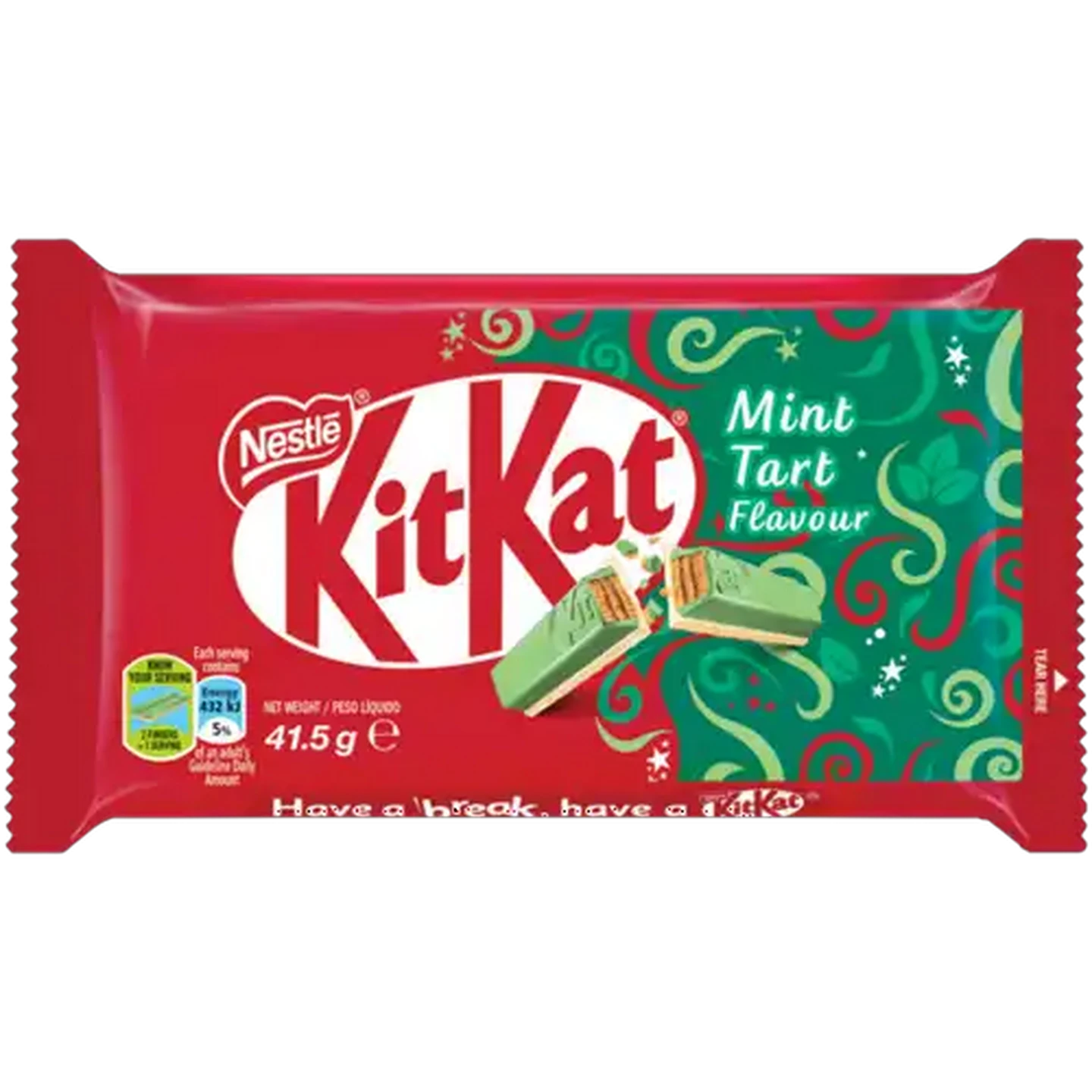 Image of Nestlé KitKat Mint Tart Flavour 4 Finger Chocolate Bar 41.5g