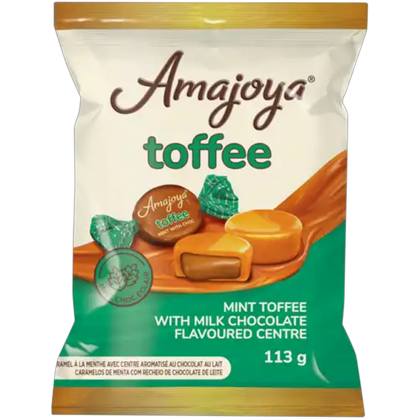 Image of Amajoya Mint Toffee with Milk Chocolate Flavoured Centre 113g
