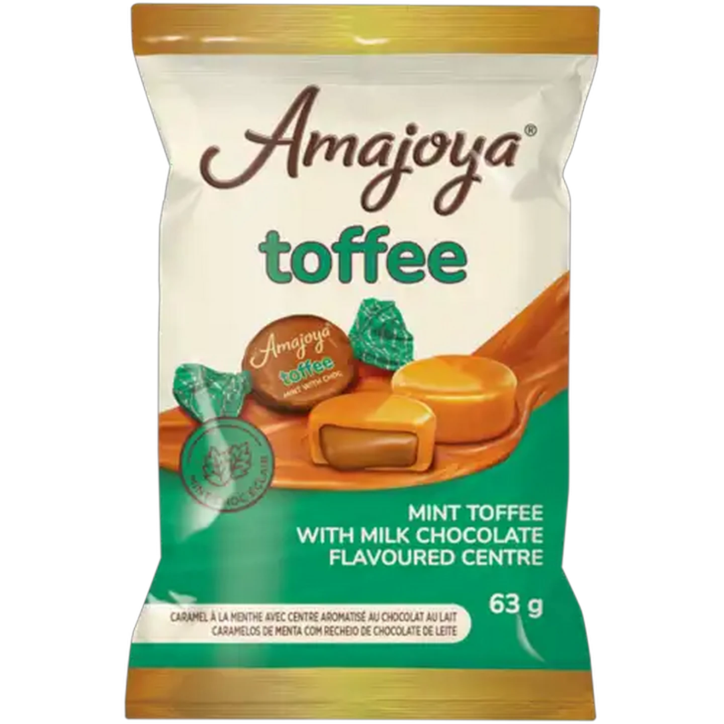Image of Amajoya Mint Toffee with Milk Chocolate Flavoured Centre 63g