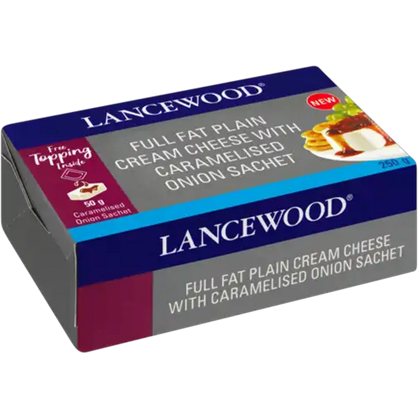 Image of LANCEWOOD Full Fat Plain Cream Cheese With Caramelised Onion Sachet 250g