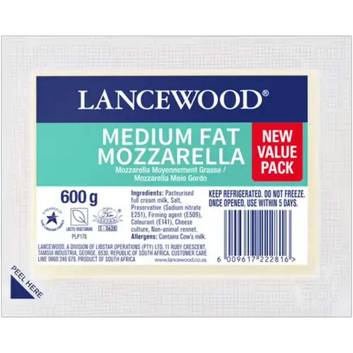 Image of LANCEWOOD Medium Fat Mozzarella 600g