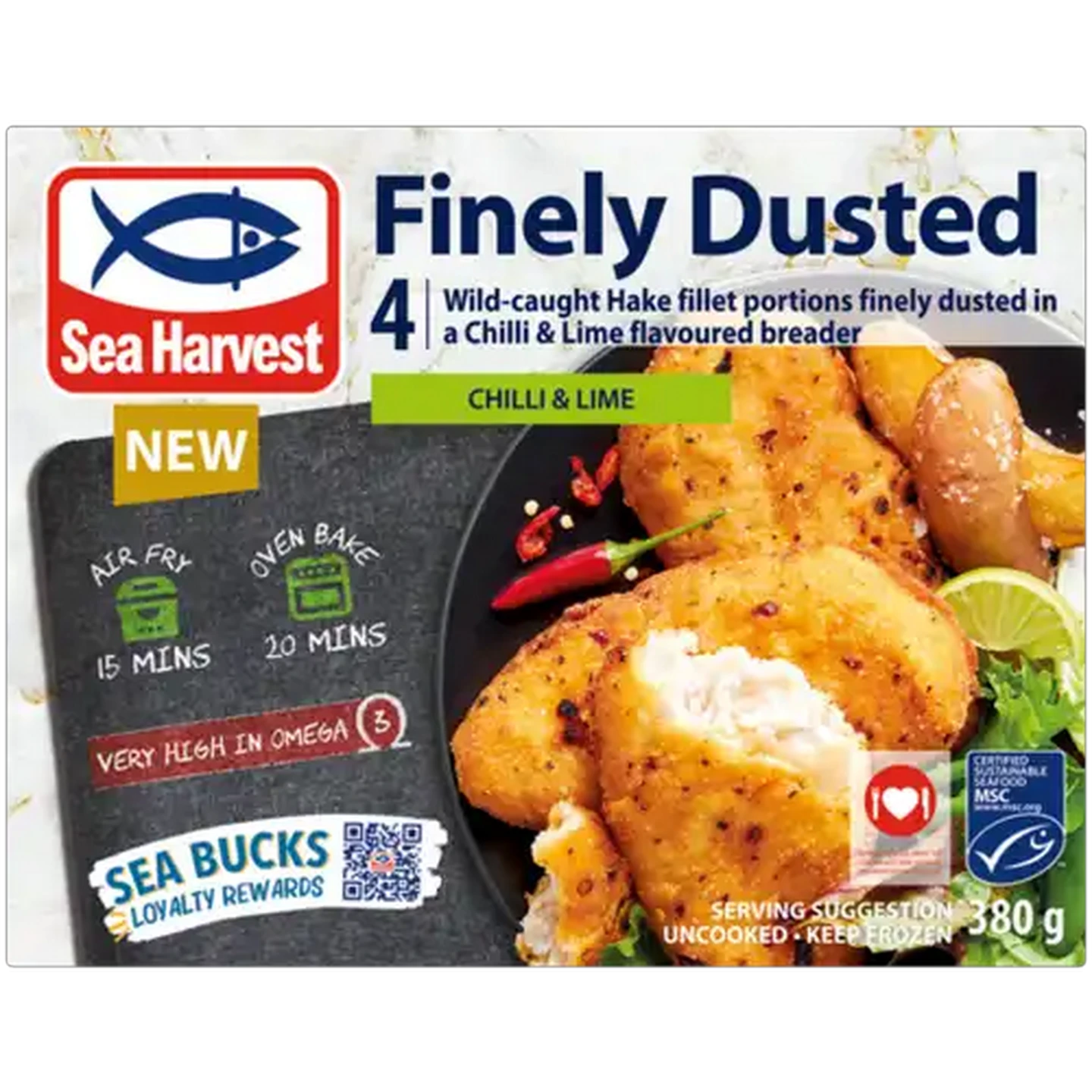 Image of Sea Harvest Chilli & Lime Frozen Finely Dusted Hake Fillet Portions 380g