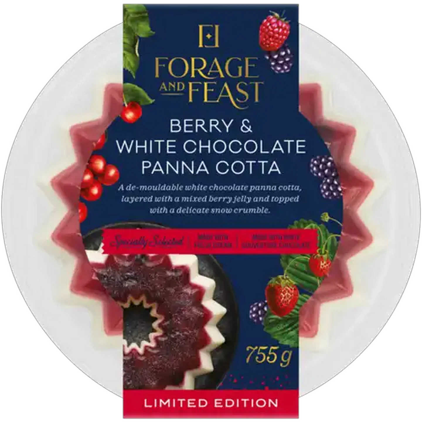 Image of Forage And Feast Limited Edition Berry & White Chocolate Panna Cotta 755g