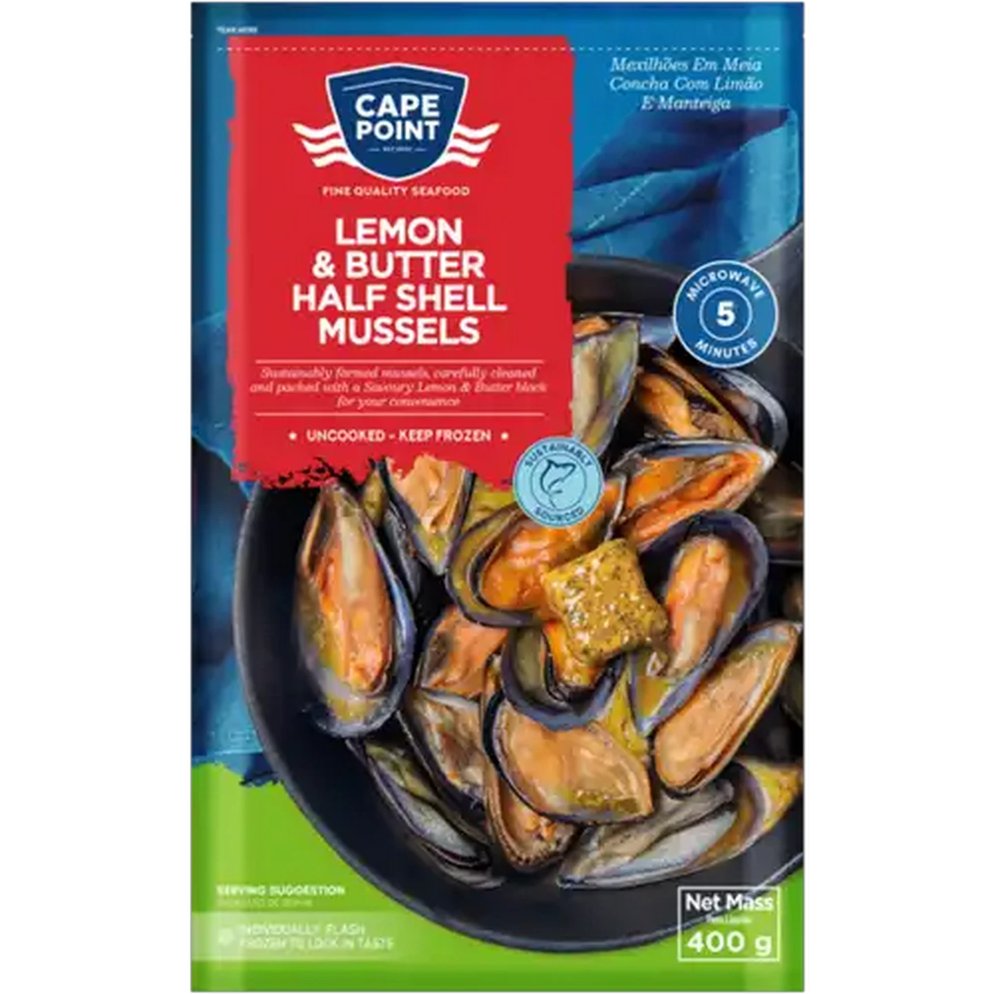 Image of Cape Point Frozen Lemon & Butter Half Shell Mussels 400g