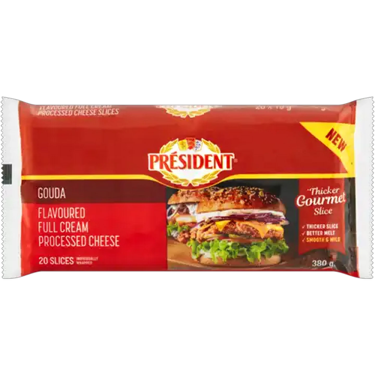Image of Président Gouda Flavoured Full Cream Processed Cheese Slices 20 x 19g