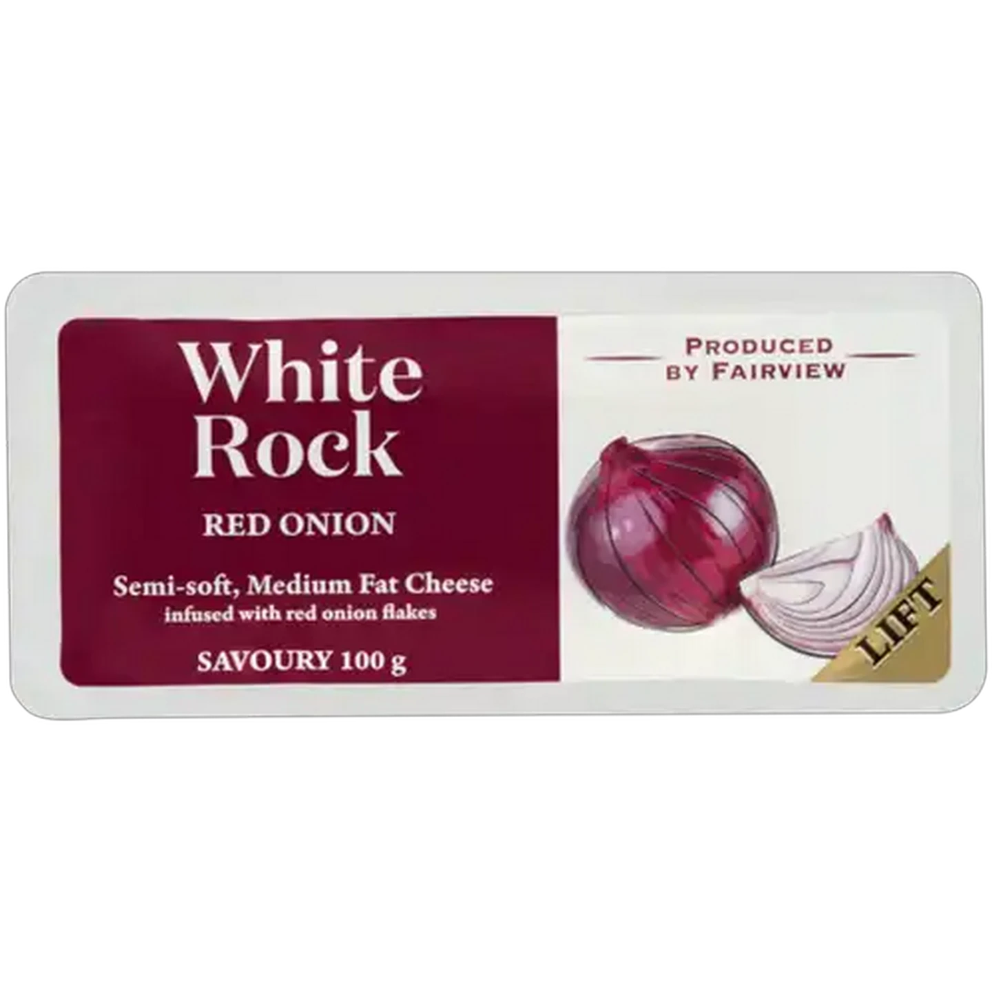Image of Fairview White Rock Red Onion Semi-Soft Medium Fat Cheese 100g