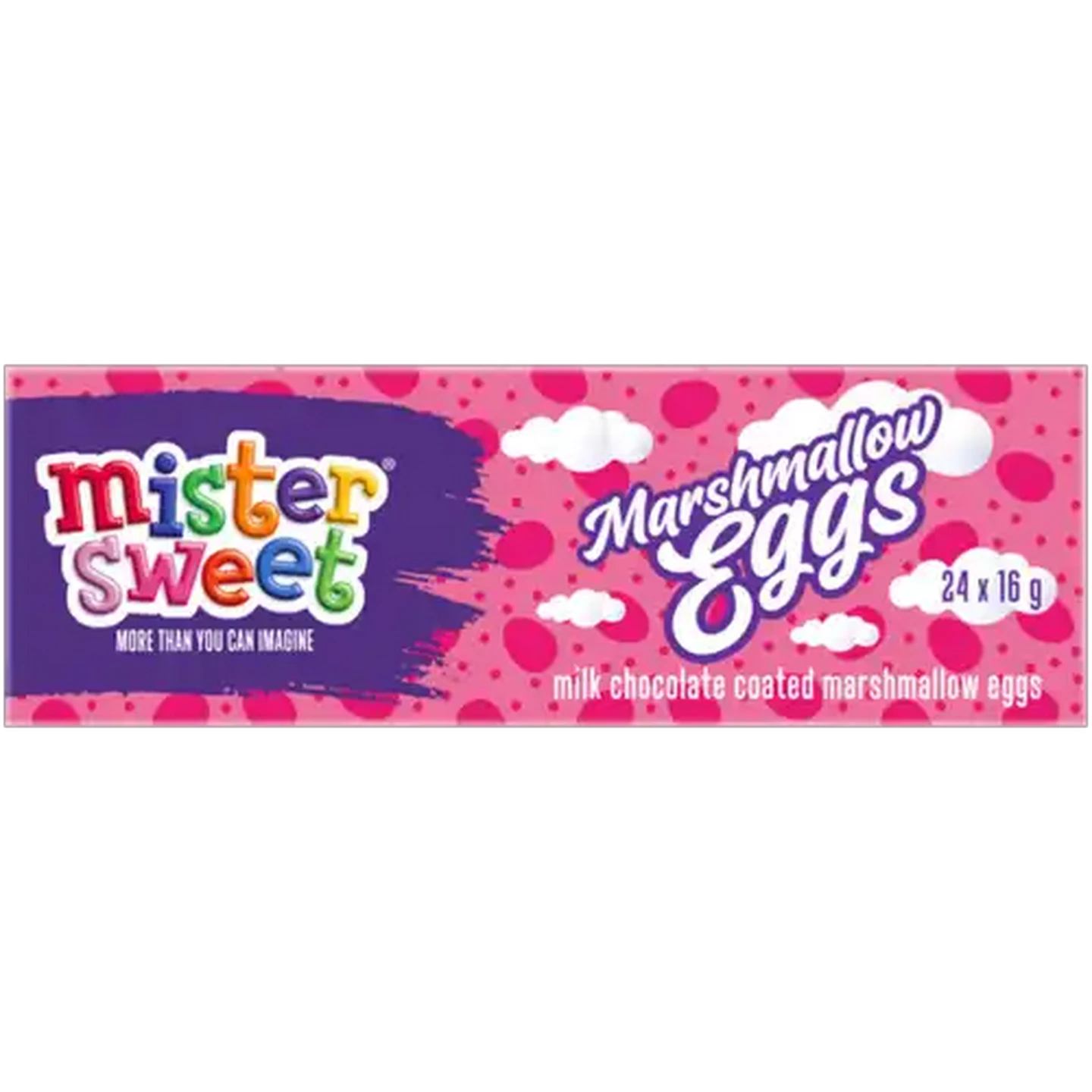 Image of Mister Sweet Milk Chocolate Coated Marshmallow Eggs 24 x 16g