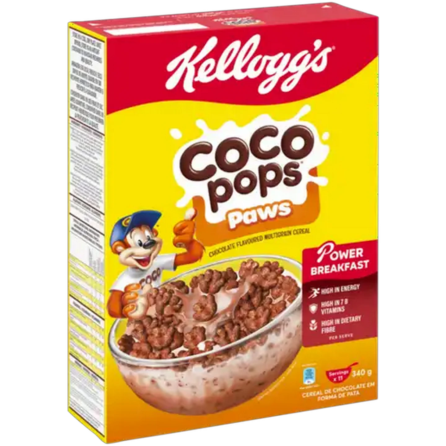Image of Kellogg's Coco Pops Paws Chocolate Flavoured Multigrain Cereal 340g