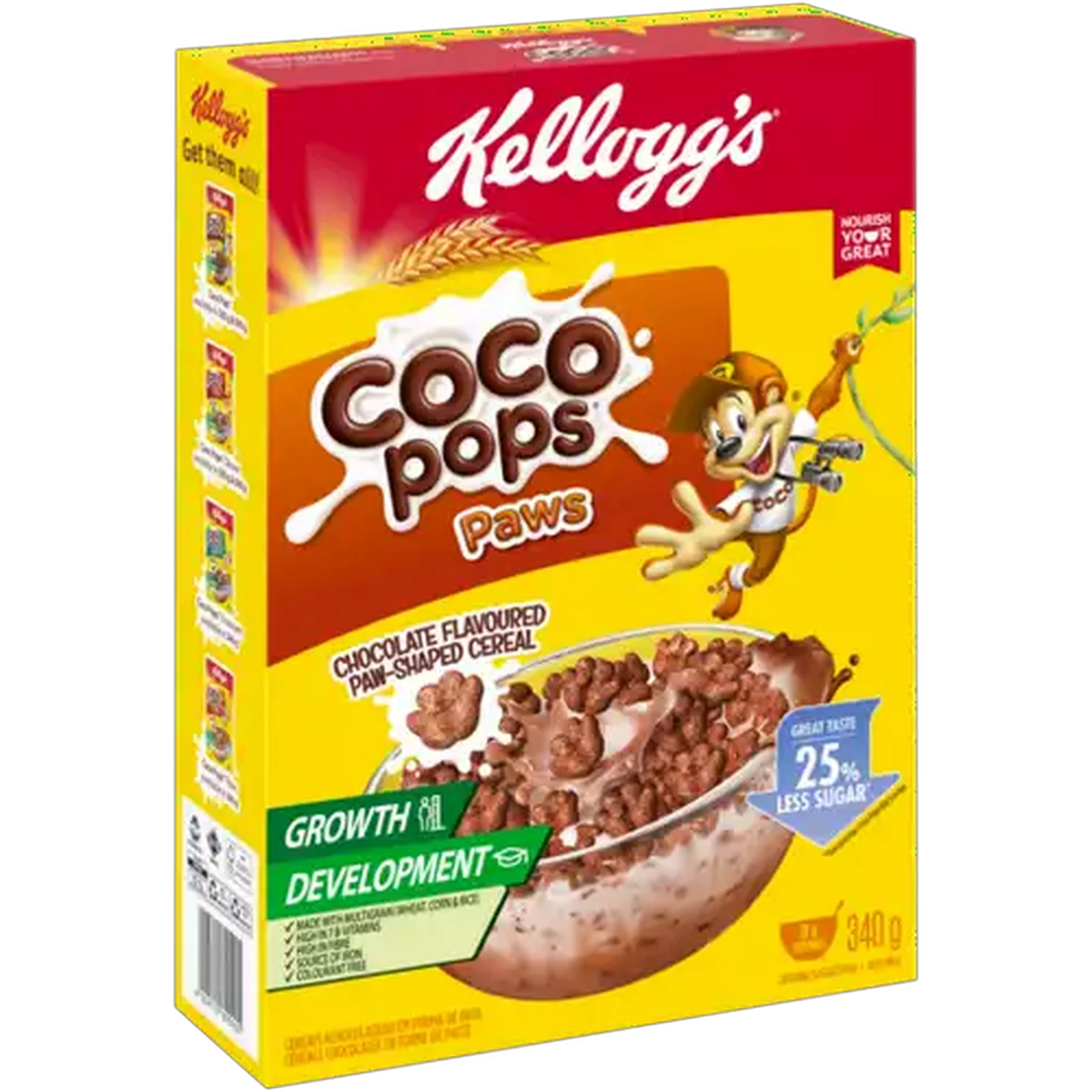 Image of Kellogg's Coco Pops Paws Chocolate Flavoured Multigrain Cereal 340g
