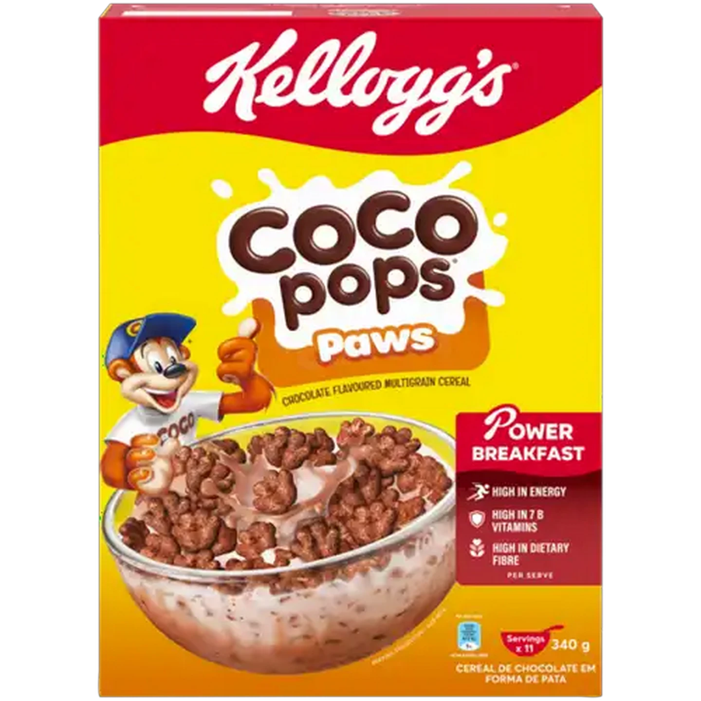 Image of Kellogg's Coco Pops Paws Chocolate Flavoured Multigrain Cereal 340g