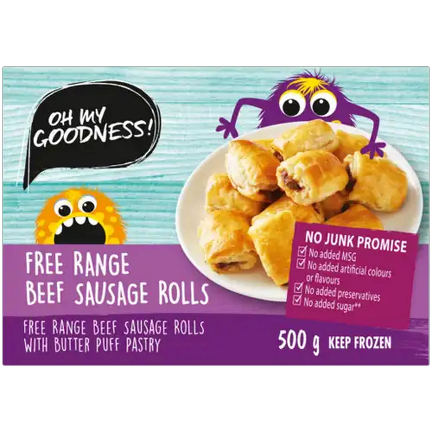 Image of Oh My Goodness! Frozen Free Range Beef Sausage Rolls 500g