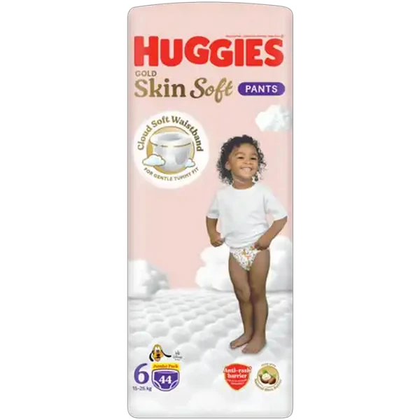 Huggies Gold Skin Soft Size 6 Disposable Nappy Pants 44 Pack
