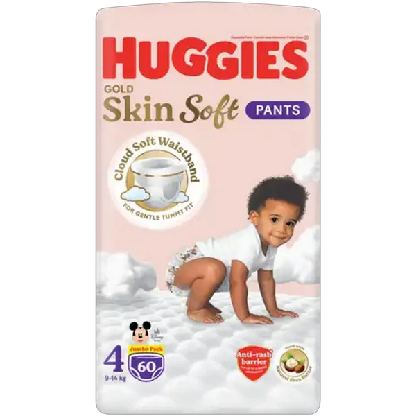 Huggies Gold Skin Soft Size 4 Disposable Nappy Pants 60 Pack