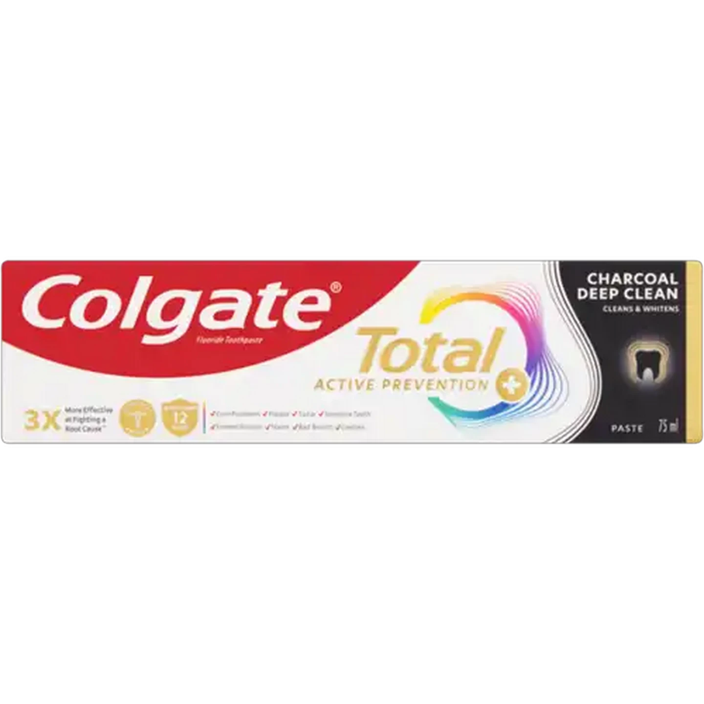 Image of Colgate Total Active Prevention Charcoal Deep Clean Fluoride Toothpaste 75ml
