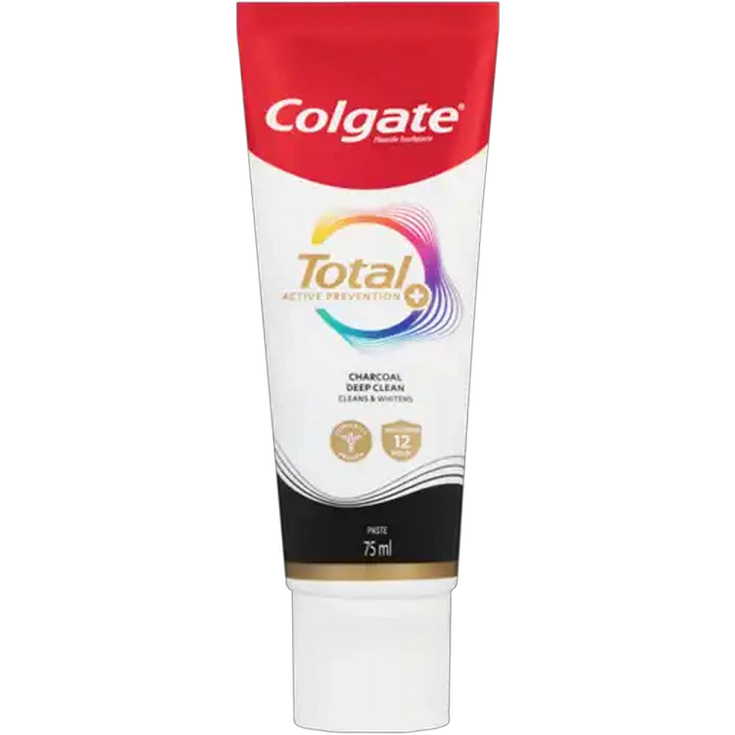 Image of Colgate Total Active Prevention Charcoal Deep Clean Fluoride Toothpaste 75ml