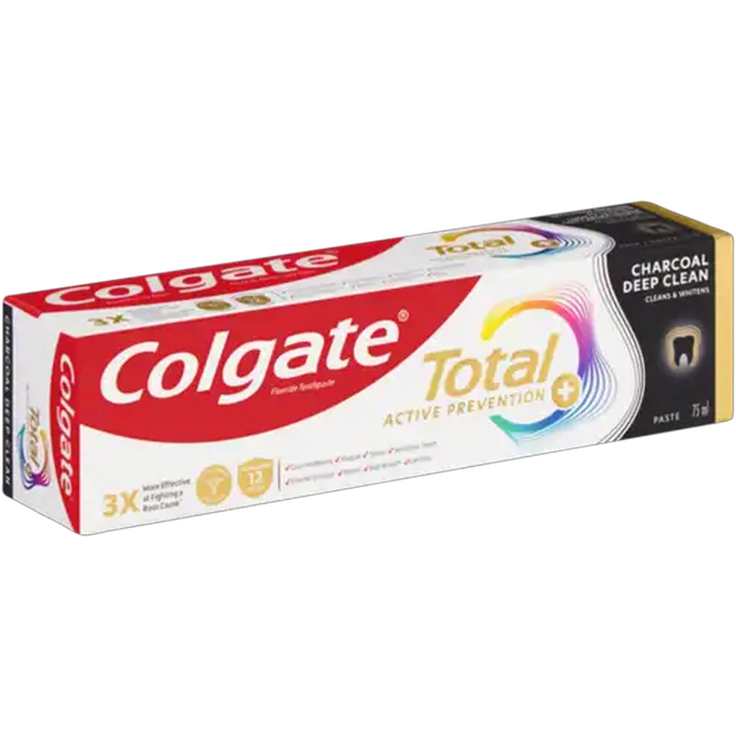 Image of Colgate Total Active Prevention Charcoal Deep Clean Fluoride Toothpaste 75ml