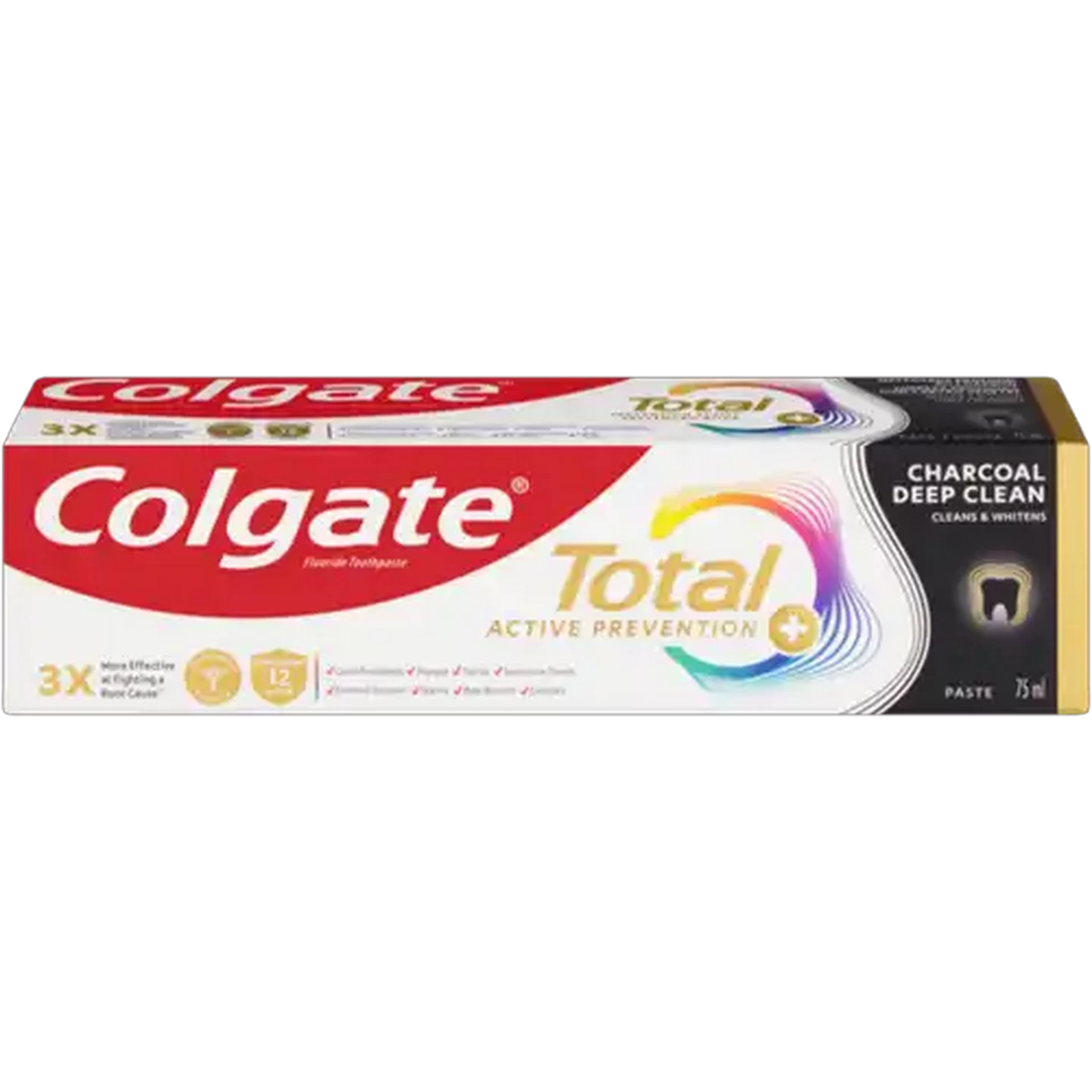 Image of Colgate Total Active Prevention Charcoal Deep Clean Fluoride Toothpaste 75ml