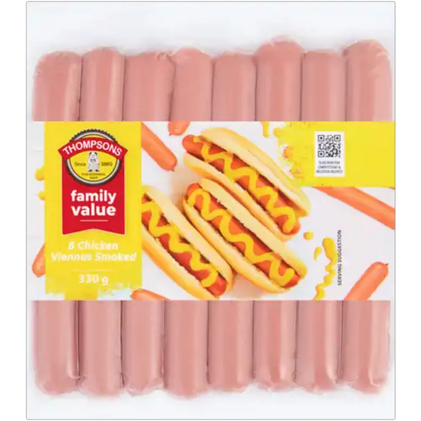Image of Thompsons Family Value Smoked Chicken Viennas 330g