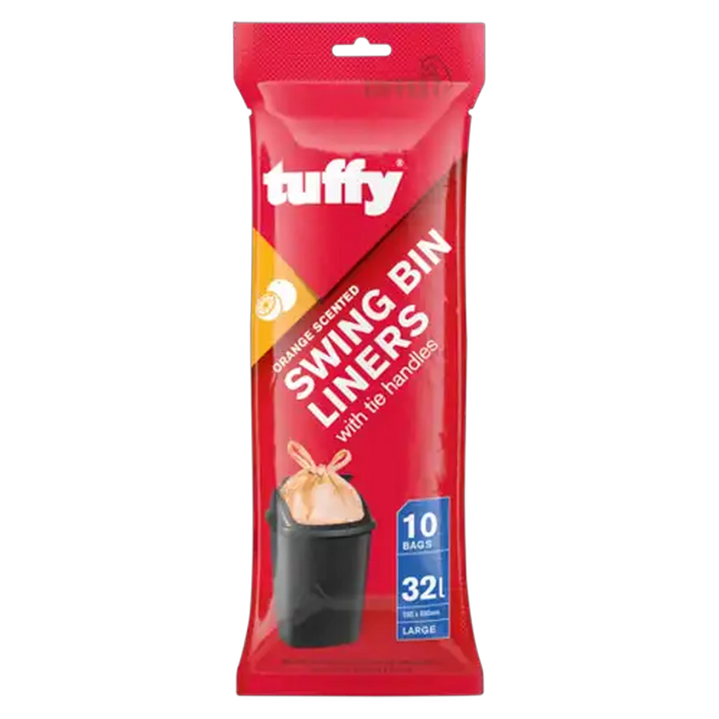 Image of Tuffy 10 Pack Orange Scented Swing Bin Liners With Tie Handles 590mm x 600mm
