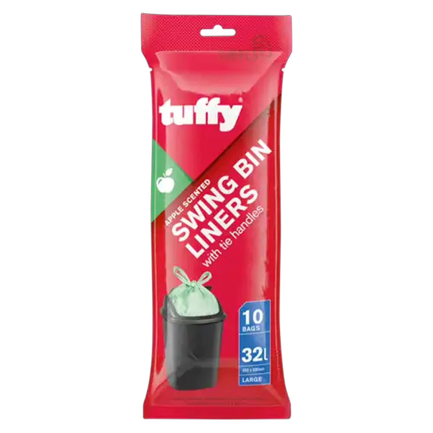 Image of Tuffy 10 Pack Apple Scented Swing Bin Liners With Tie Handles 590mm x 600mm