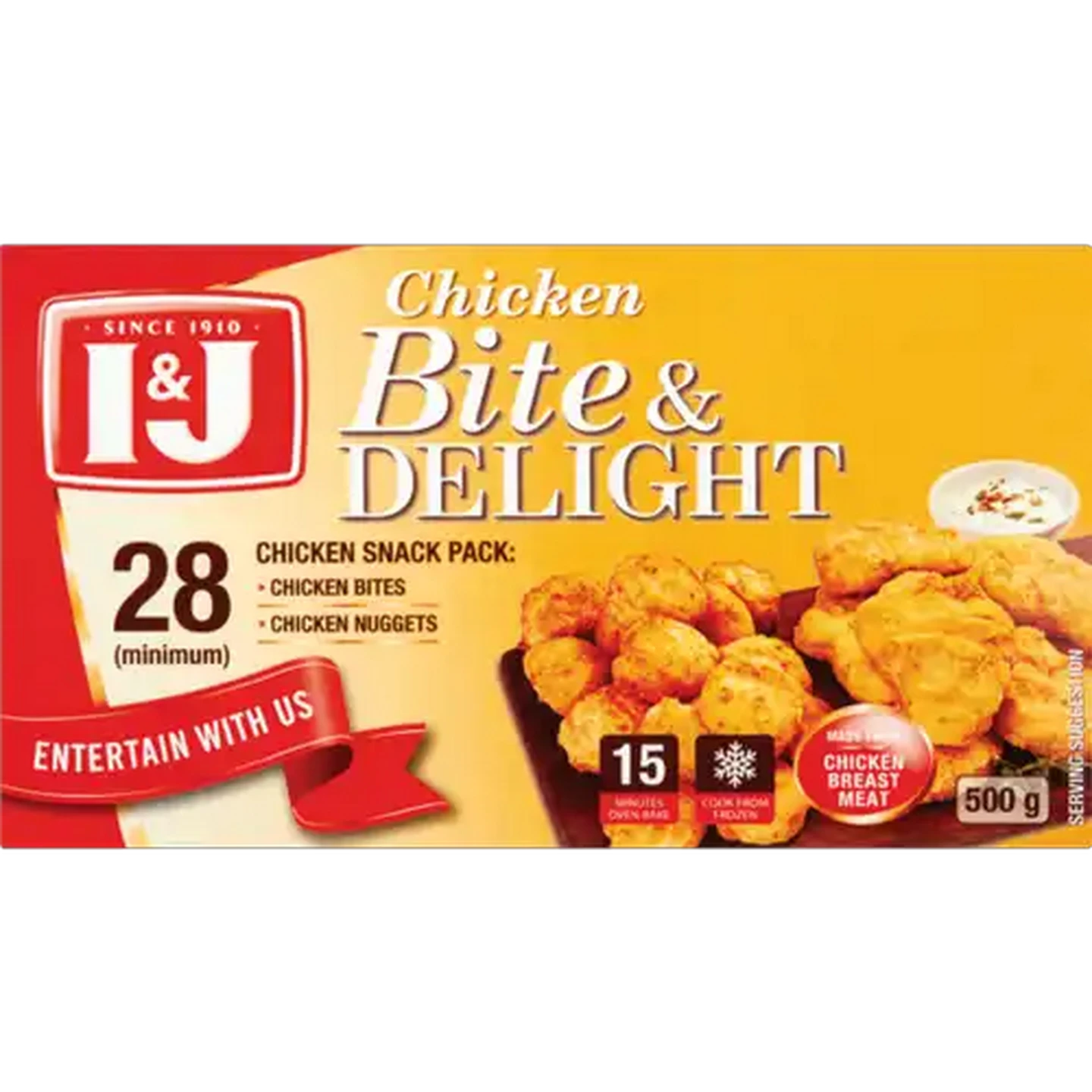 Image of I&J Frozen Chicken Bite & Delight Chicken Snack Pack 500g