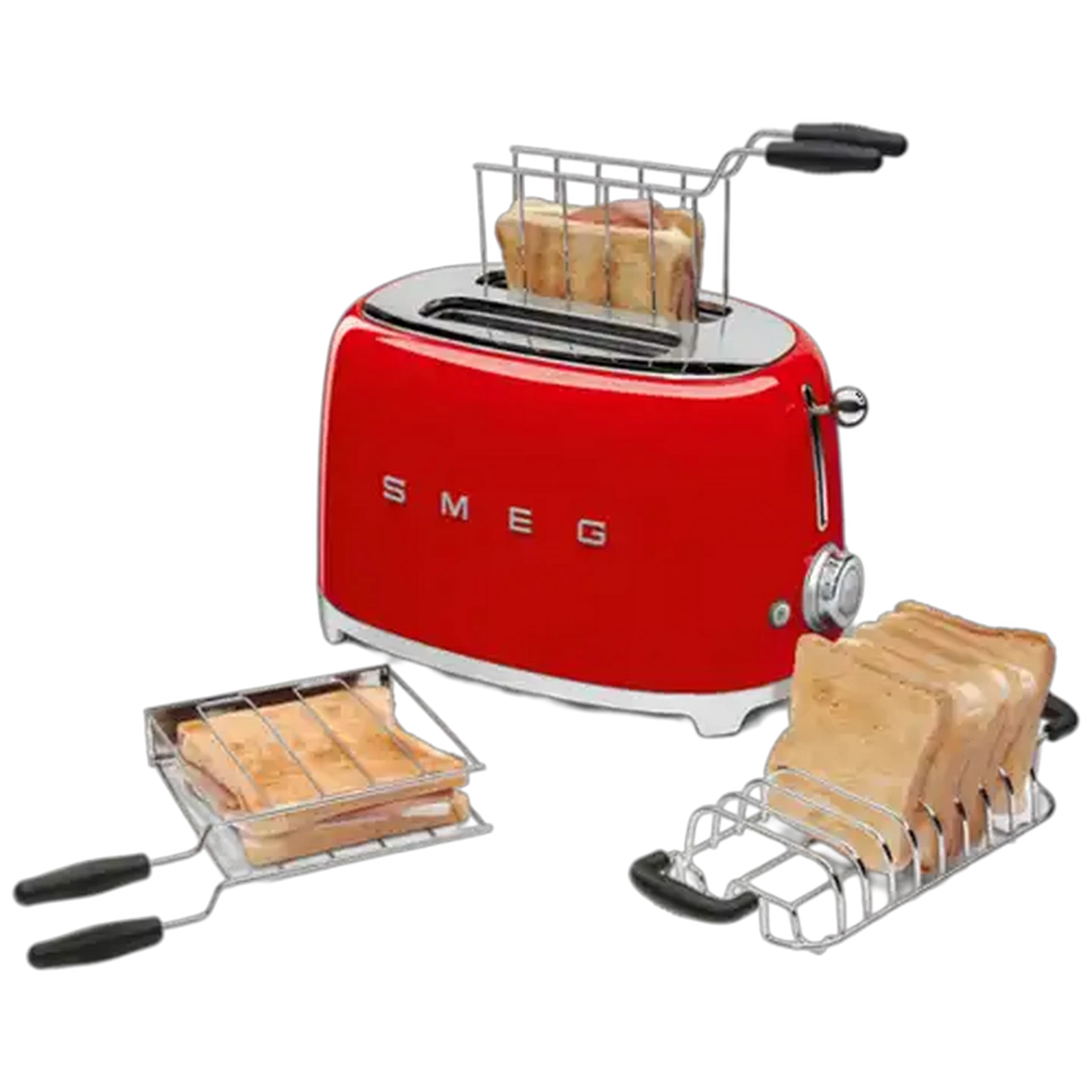 Image of Smeg Glossy Red Retro 2-Slice Toaster 950W