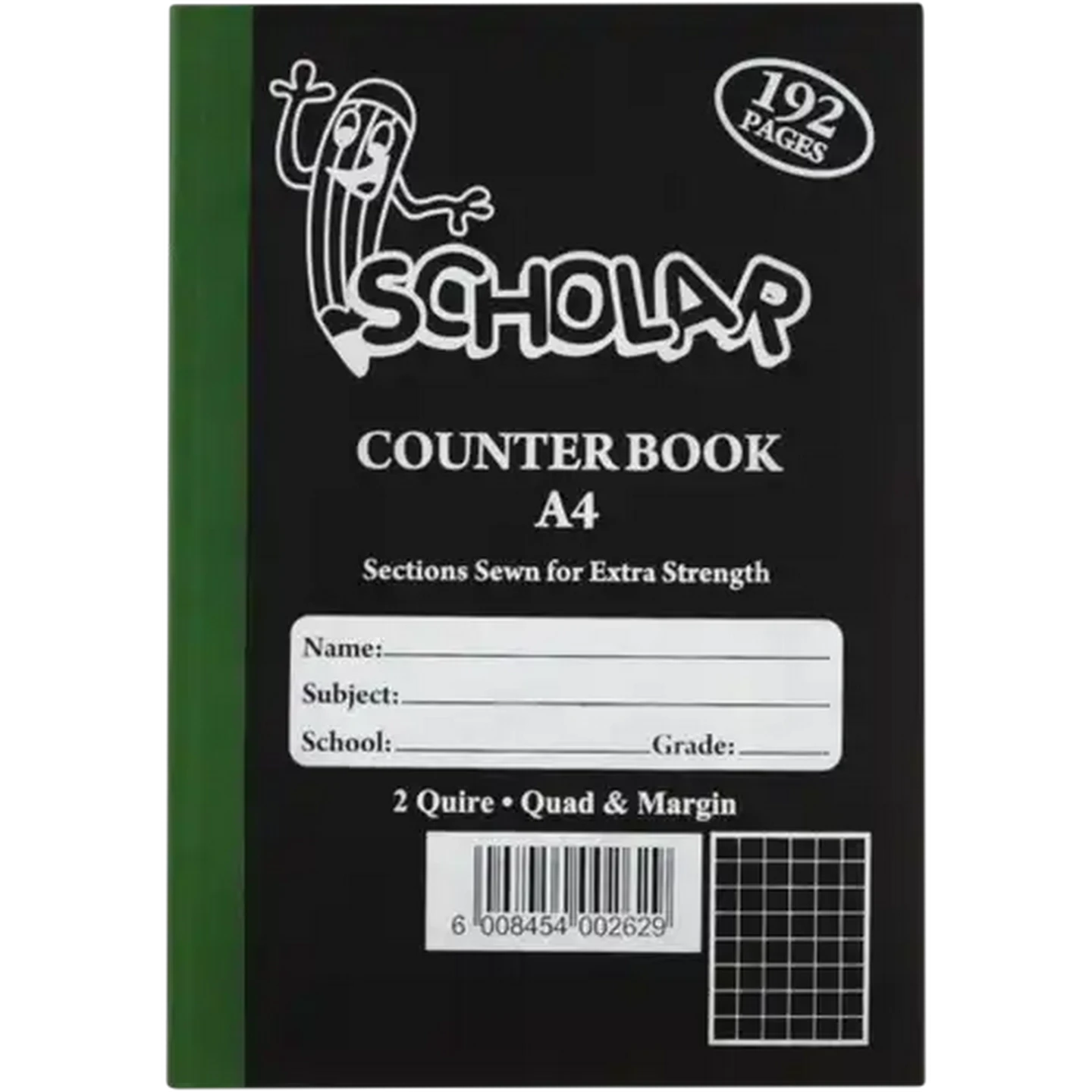 Image of Scholar A4 Quad & Margin Hardcover Book 192 Page