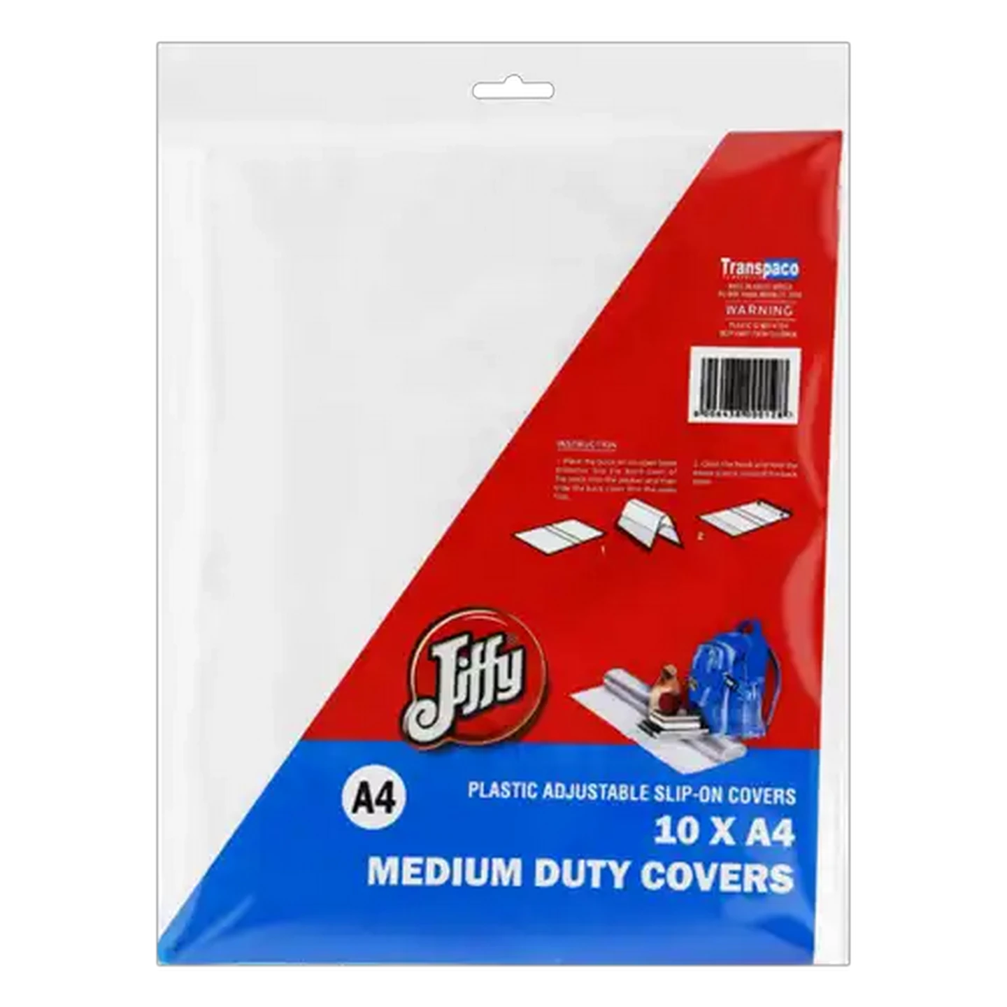 Image of Jiffy A4 Transparent Medium Duty Adjustable Book Covers 10-Pack