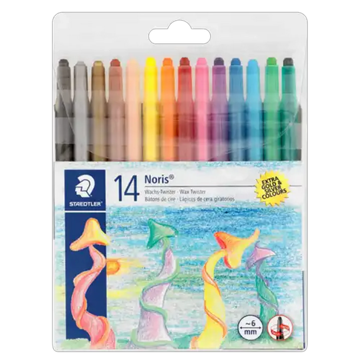 Image of Staedtler Noris Retractable Wax Crayons 14-Pack