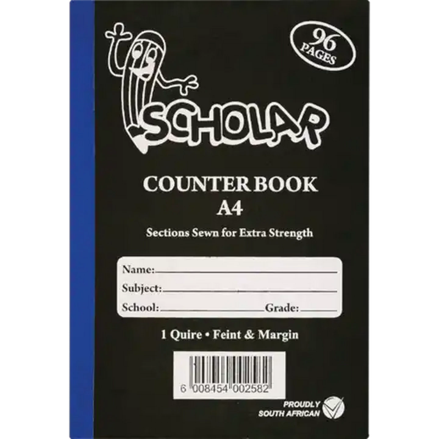 Image of Scholar A4 1 Quire Feint & Margin Hardcover Counter Book 96 Pages