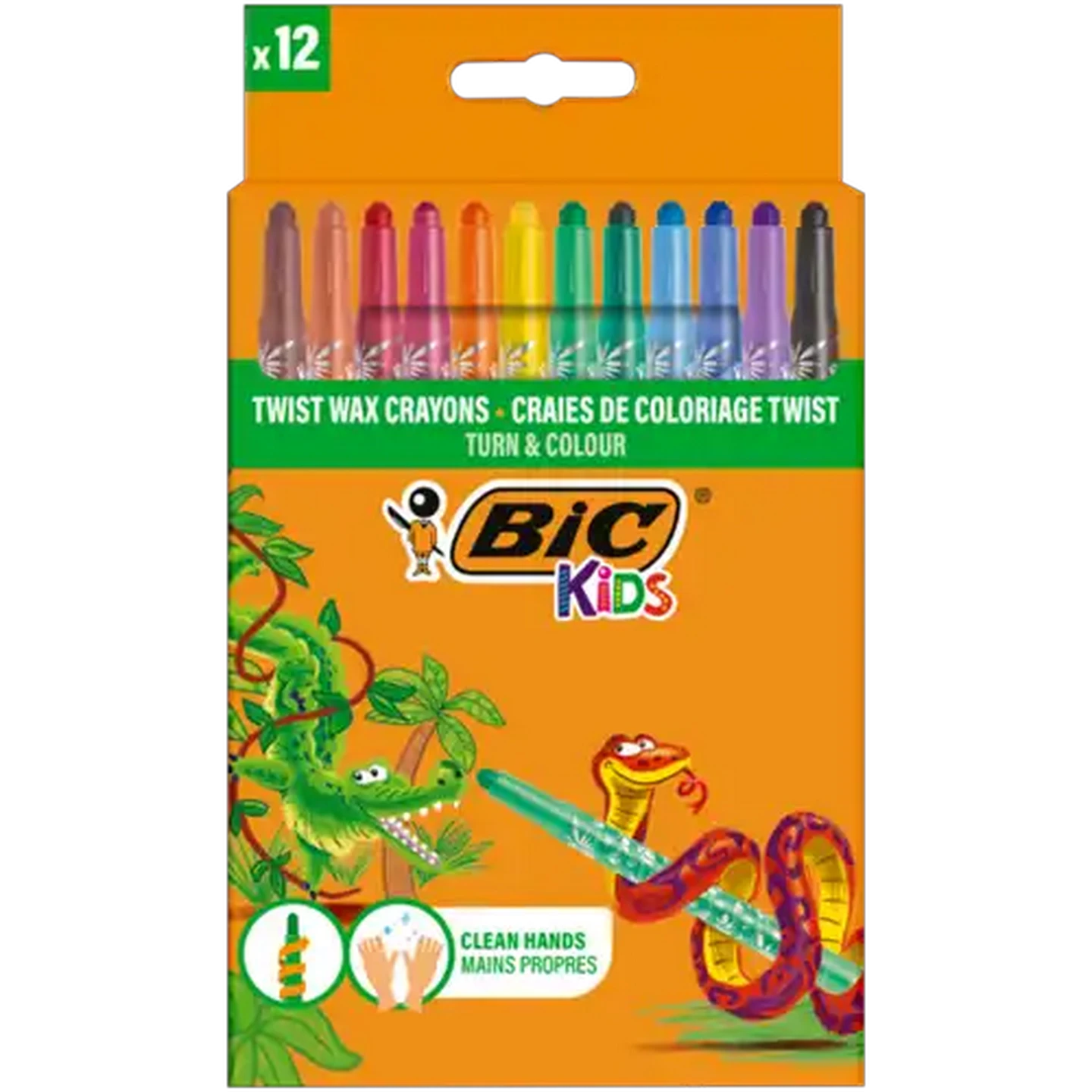 Image of BIC Kids Turn & Colour Retractable Wax Crayon Set 12-Piece
