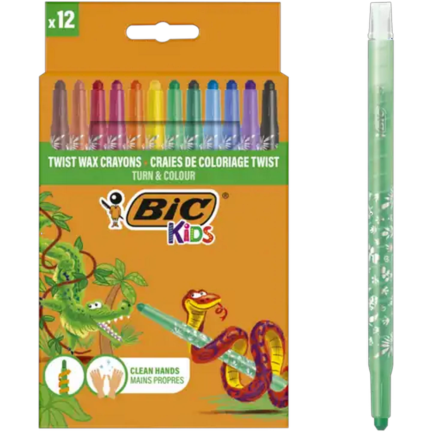 Image of BIC Kids Turn & Colour Retractable Wax Crayon Set 12-Piece