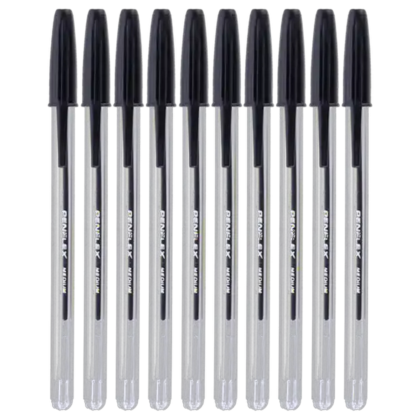 Image of Penflex Black Medium Ballpoint Pens 1mm 10-Pack