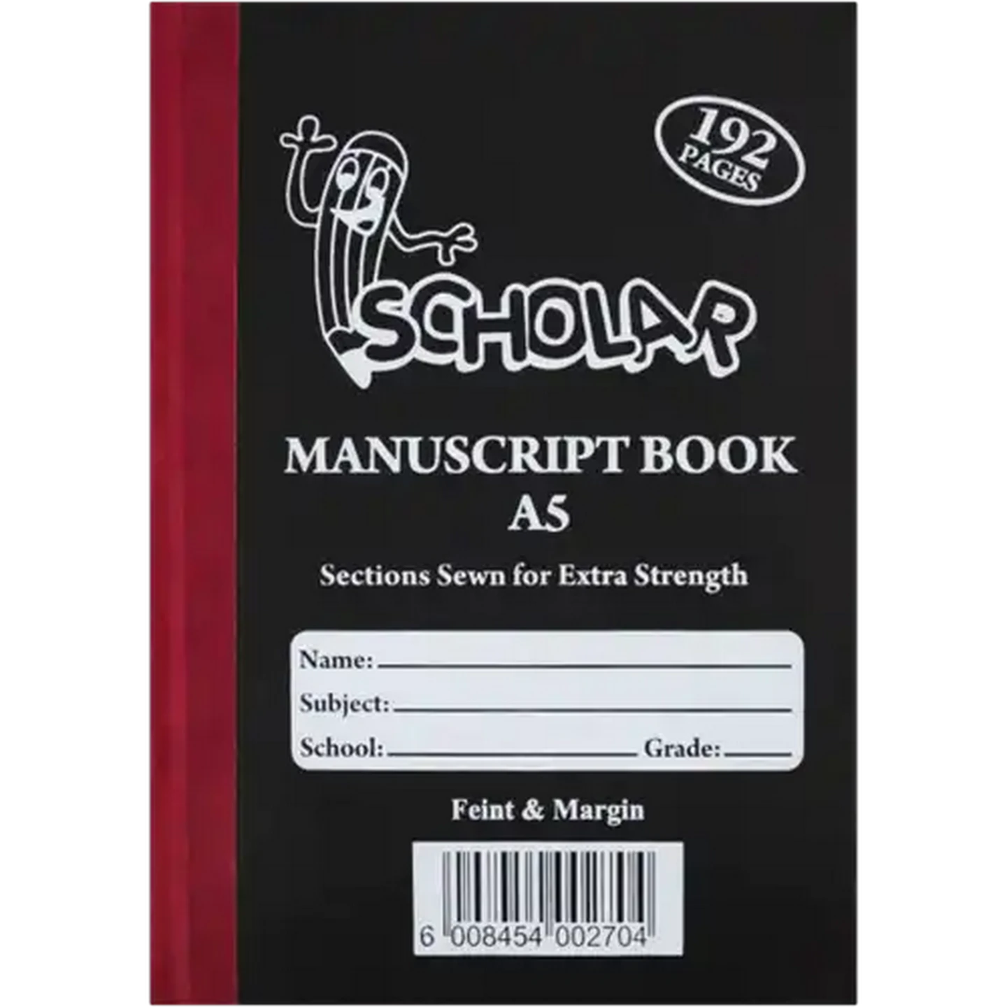 Image of Scholar A5 Manuscript Feint & Margin Hardcover Book 192 Page