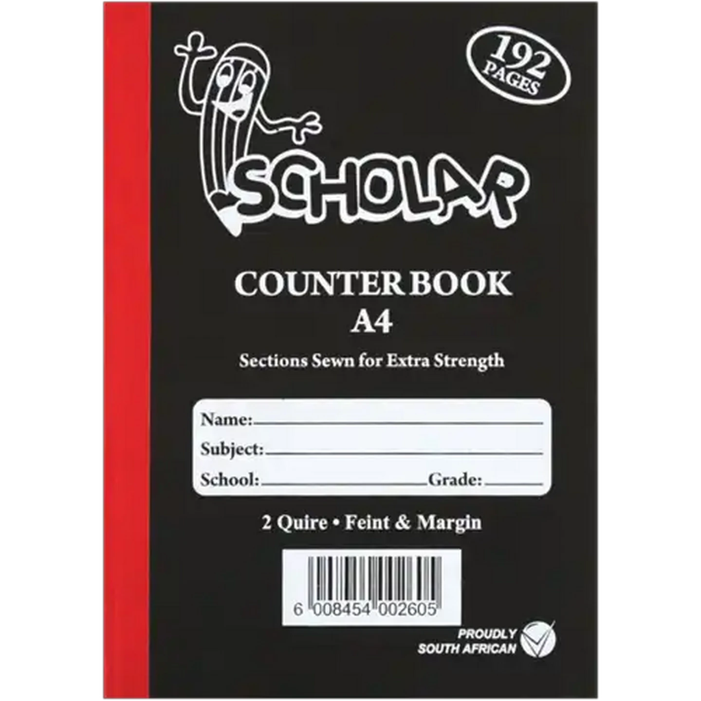 Image of Scholar A4 Feint & Margin Hardcover Counter Book 192 Page
