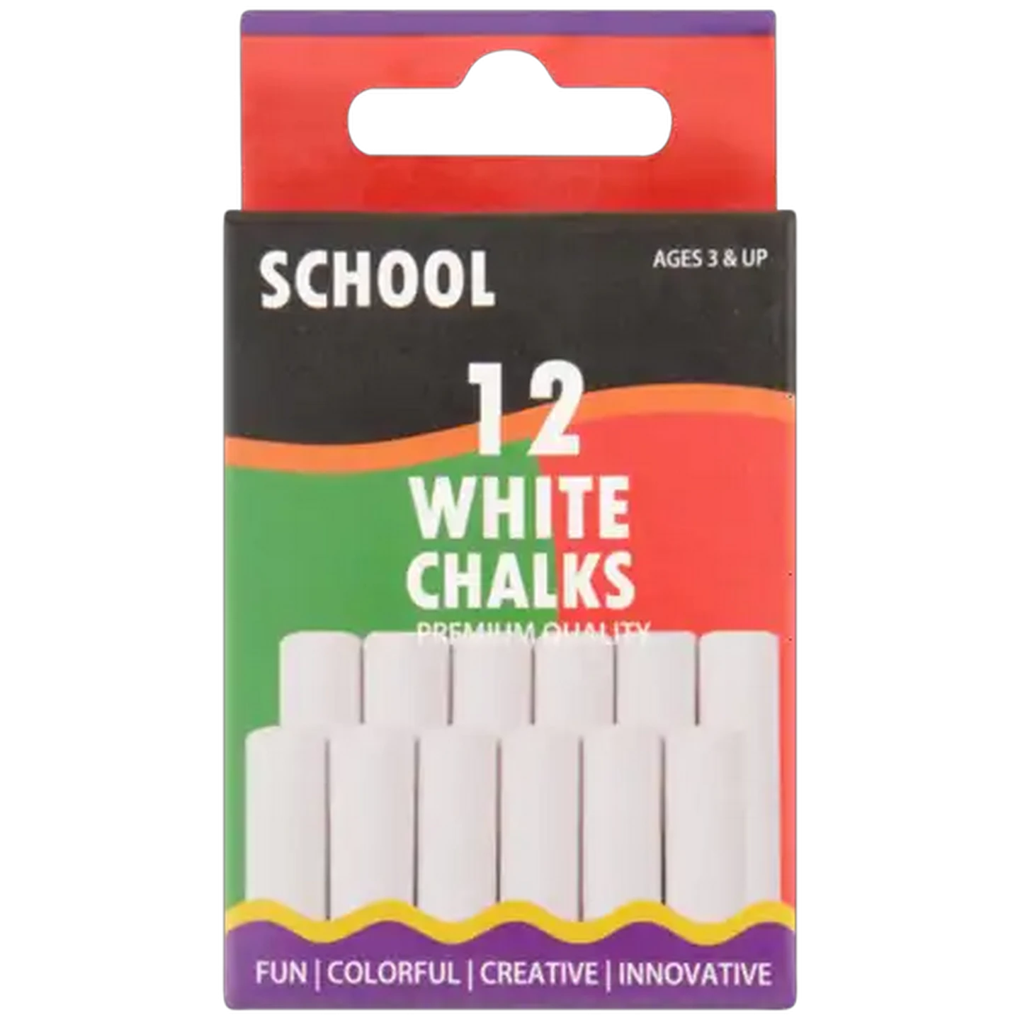 Image of School White Chalk Sticks 12-Pack