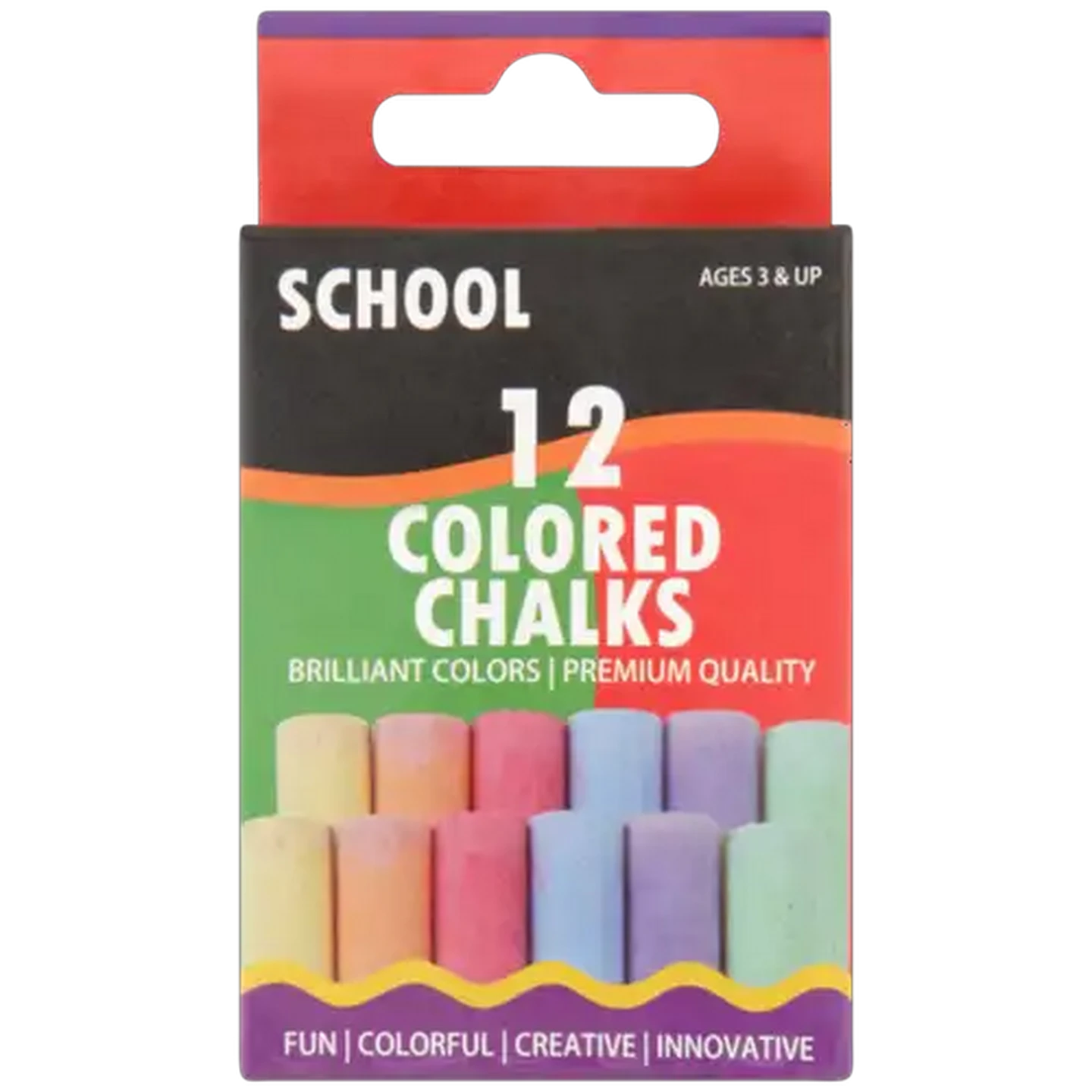 Image of School Multicoloured Chalk 12-Pack
