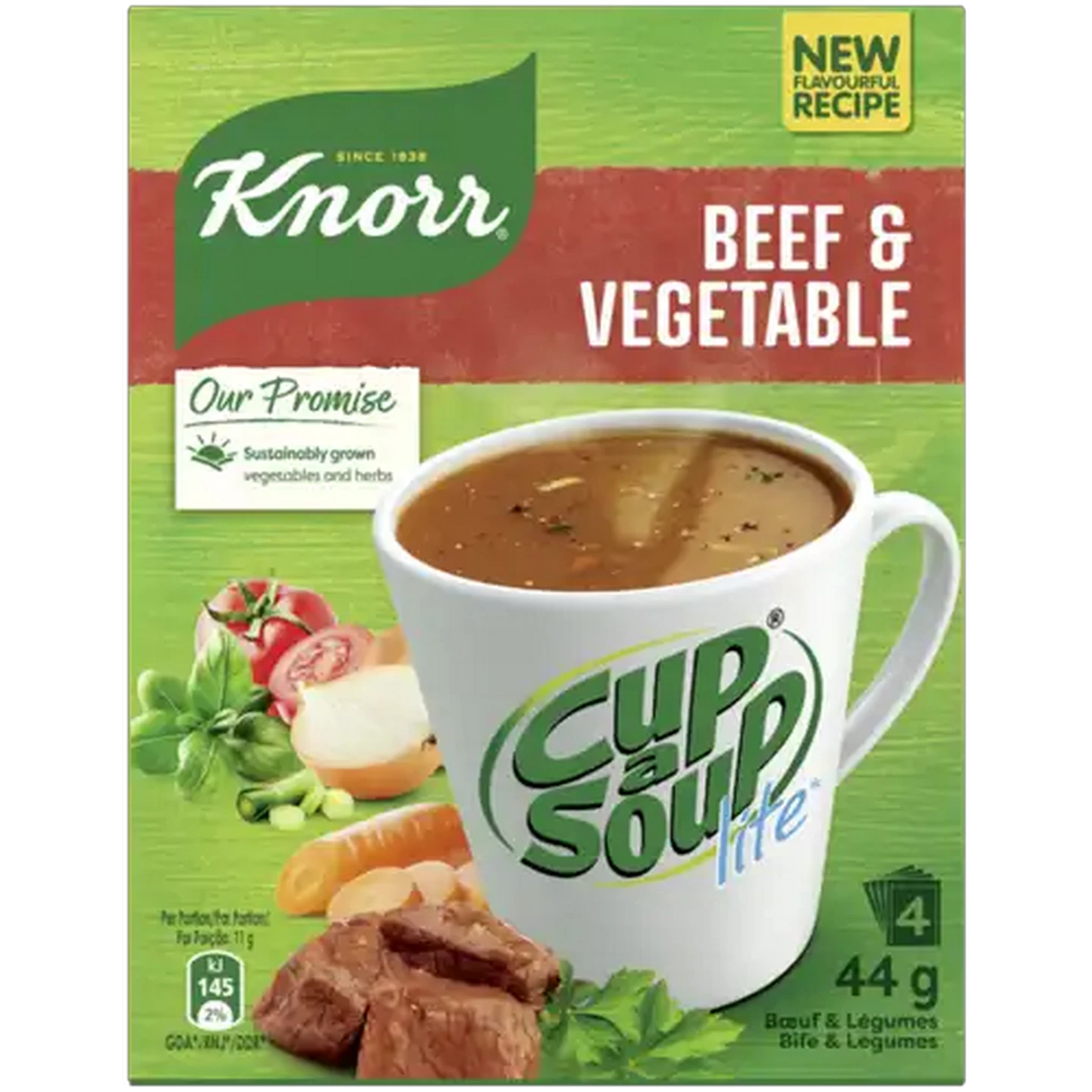 Image of Knorr Cup-a-Soup Lite Beef & Vegetable Instant Soup 4 x 11g