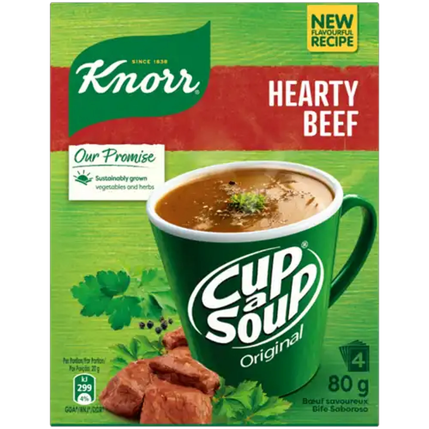 Image of Knorr Cup-A-Soup Hearty Beef Instant Soup 4 x 20g