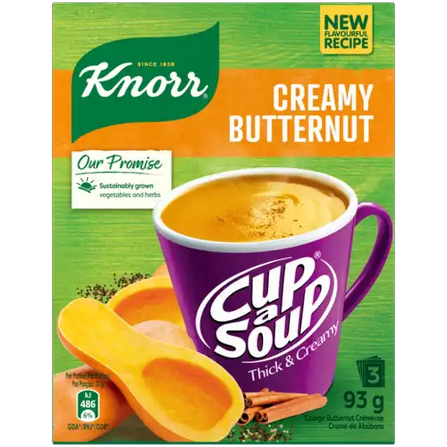 Image of Knorr Cup-a-Soup Thick & Creamy Butternut Instant Soup 3 x 31g