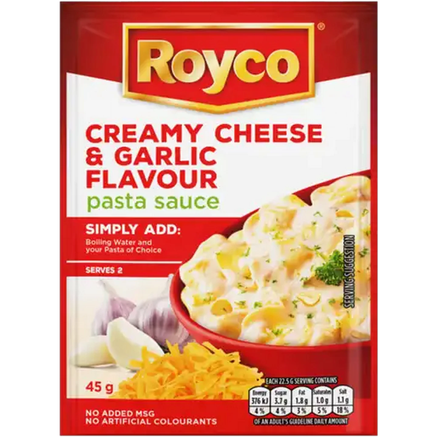 Image of Royco Creamy Cheese & Garlic Flavour Pasta Sauce 45g