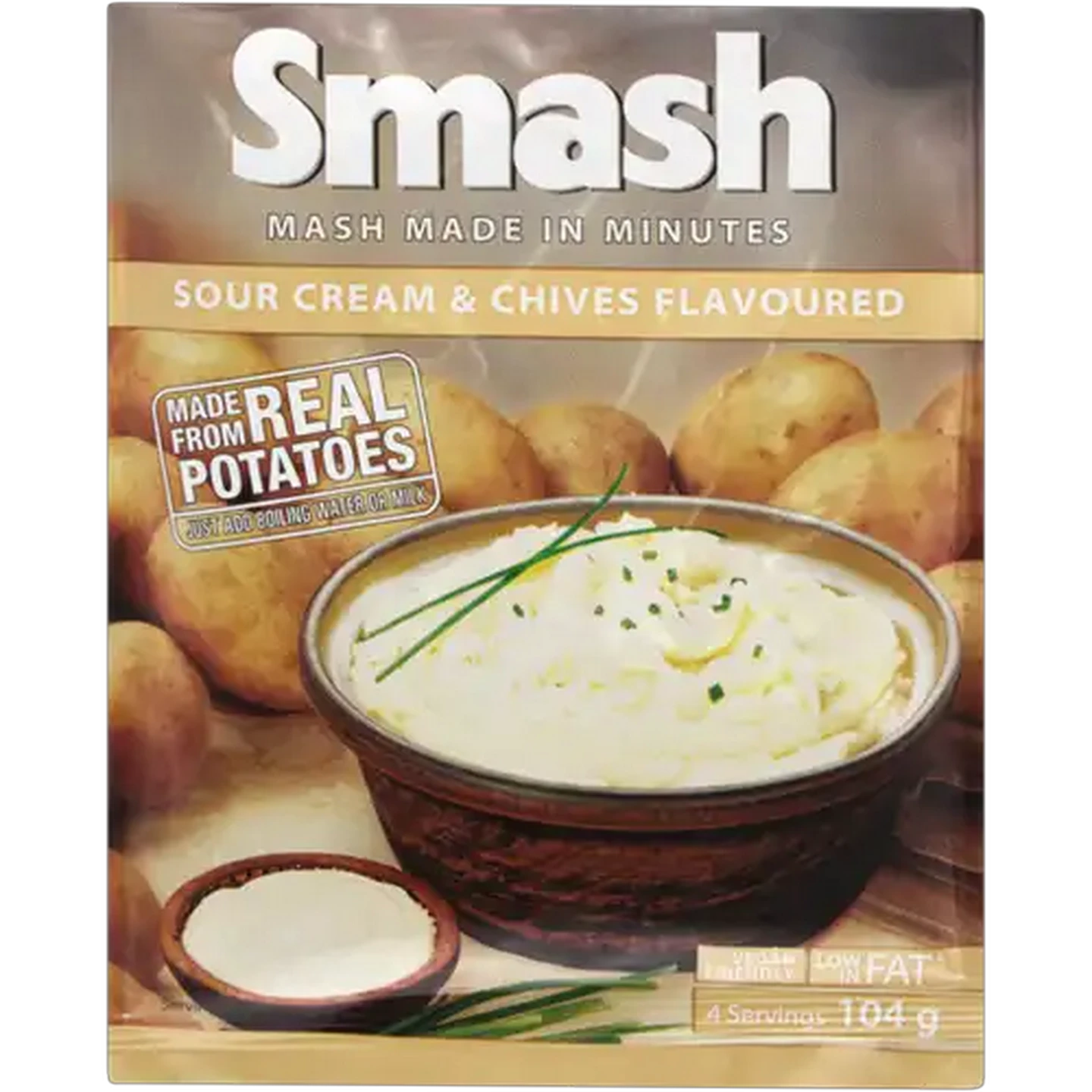 Image of Smash Sour Cream & Chives Flavoured Instant Mash Potato 104g