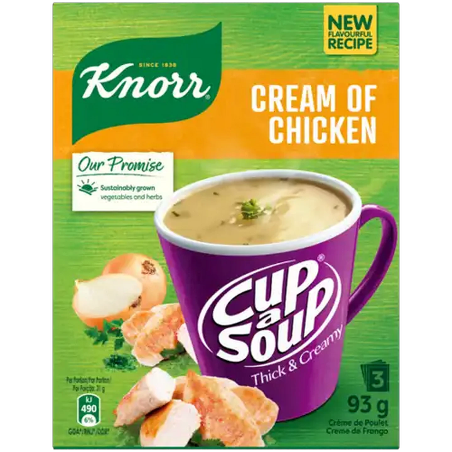 Image of Knorr Cup-a-Soup Thick & Creamy Cream Of Chicken Instant Soup 3 x 31g