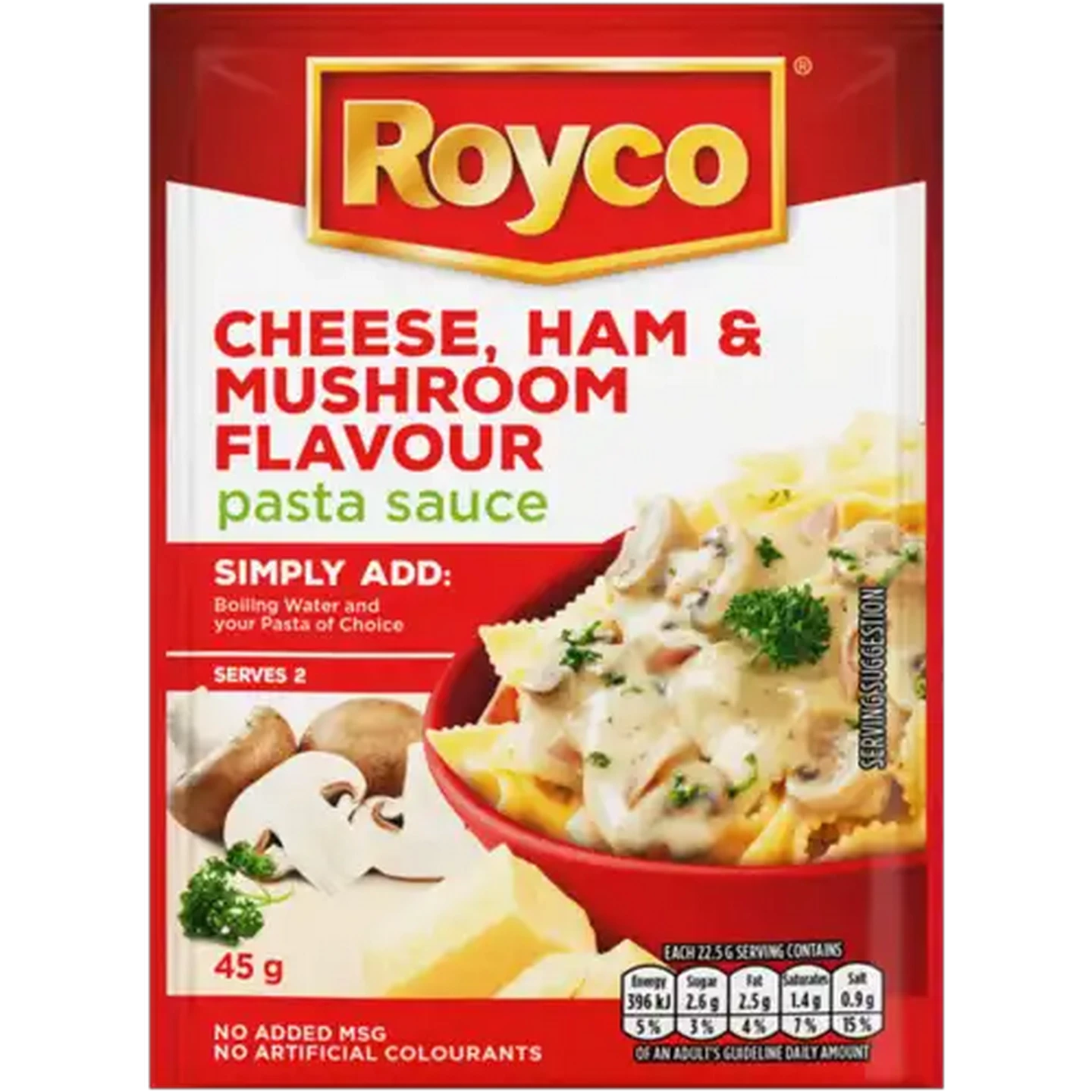 Image of Royco Cheese, Ham & Mushroom Flavour Pasta Sauce 45g