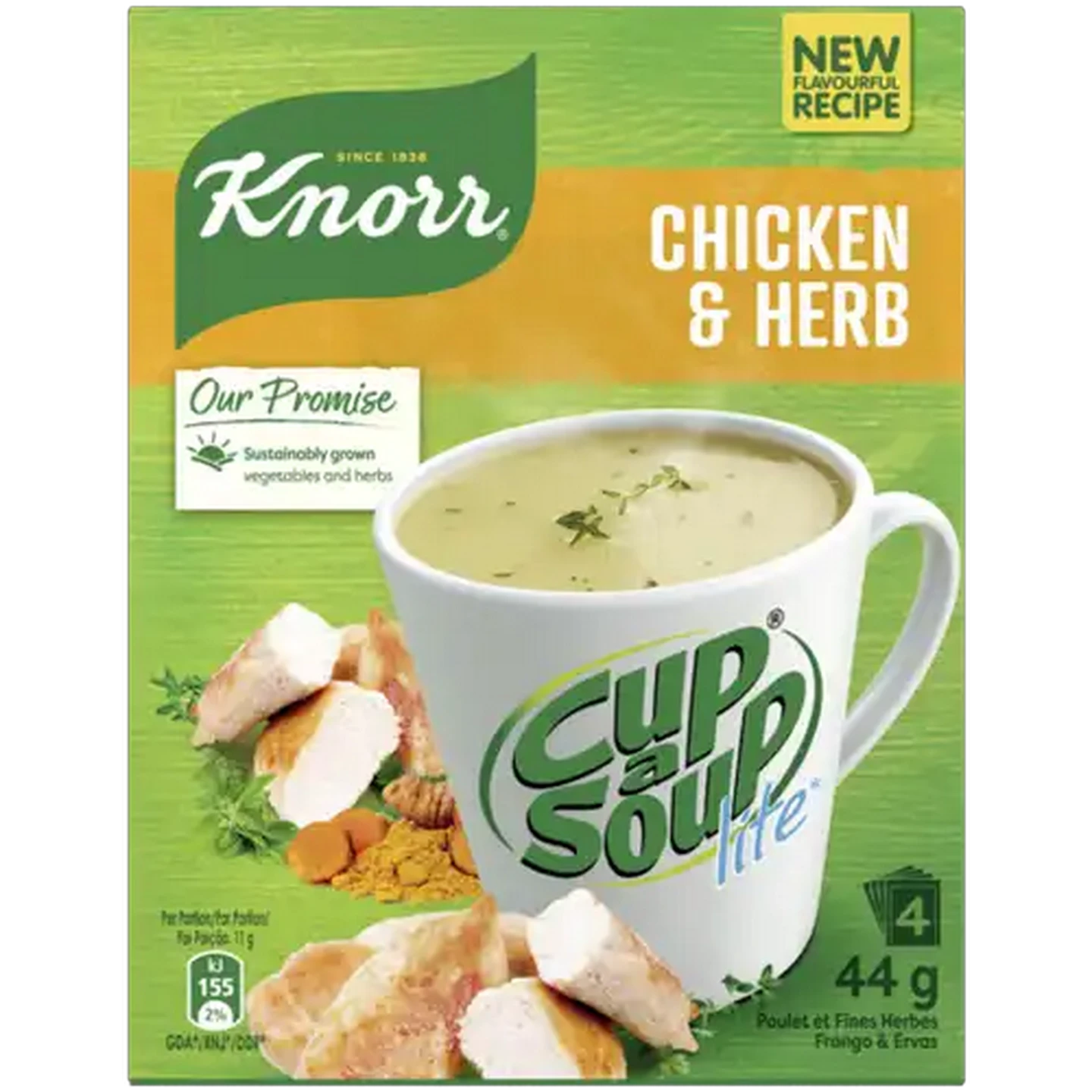 Image of Knorr Cup-a-Soup Lite Chicken & Herb Instant Soup 4 x 11g